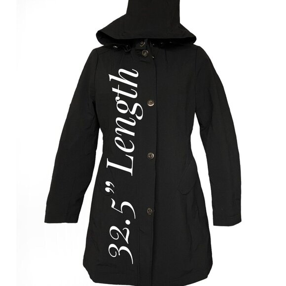 Forcaster of Boston Hooded Black Rain Coat Quilted Lining Cinched Waist M - Picture 4 of 11